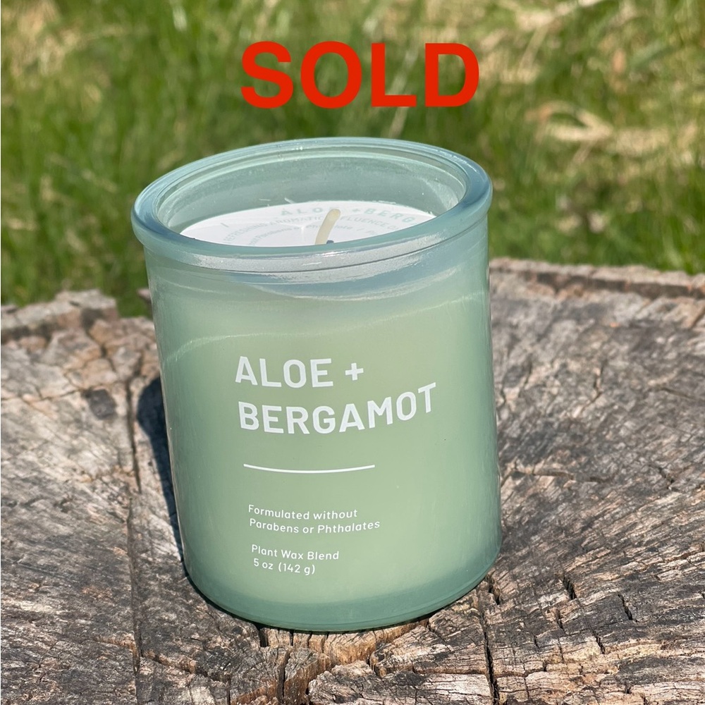 SOLD- Aloe + Bergamot Scented Candle - Green